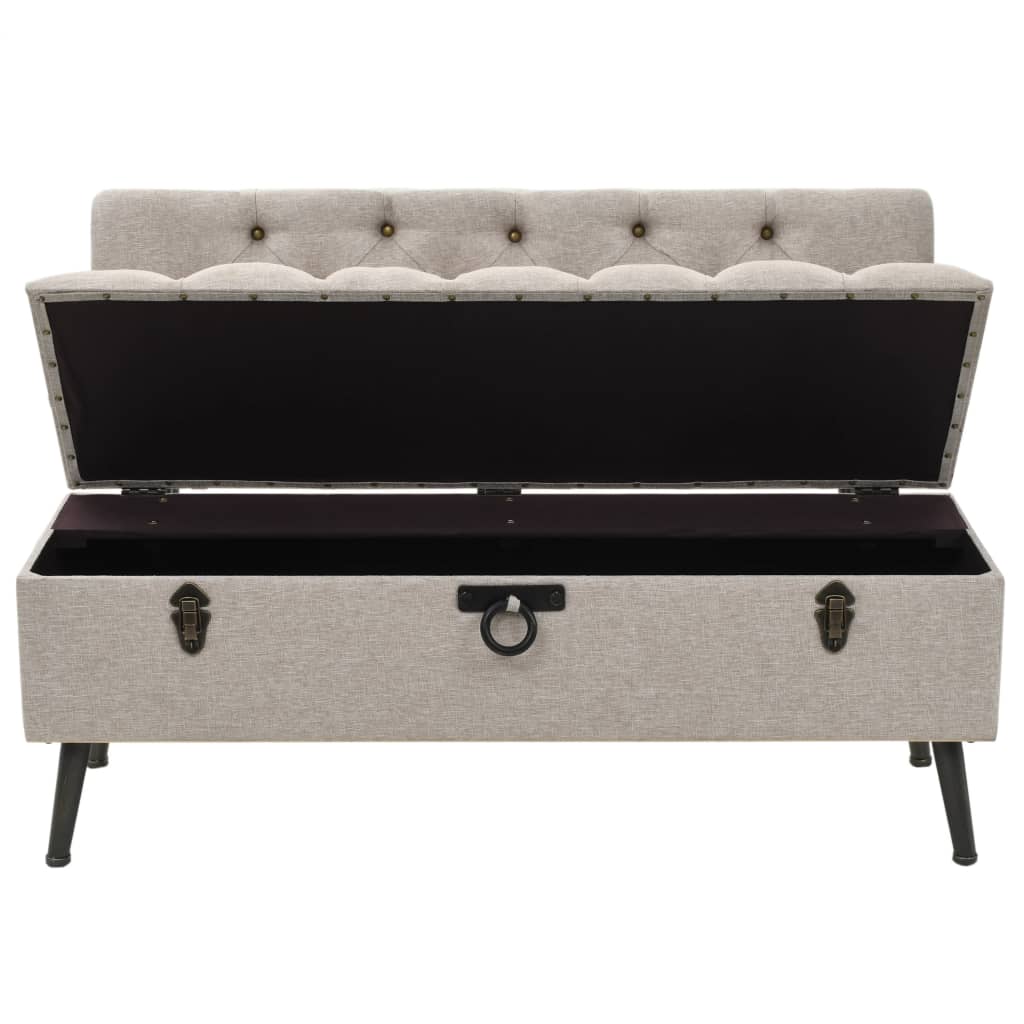 Opbergbank met rugleuning 110 cm stof crèmekleurig is nu te koop bij PeponiXL, paradijselijk wonen!