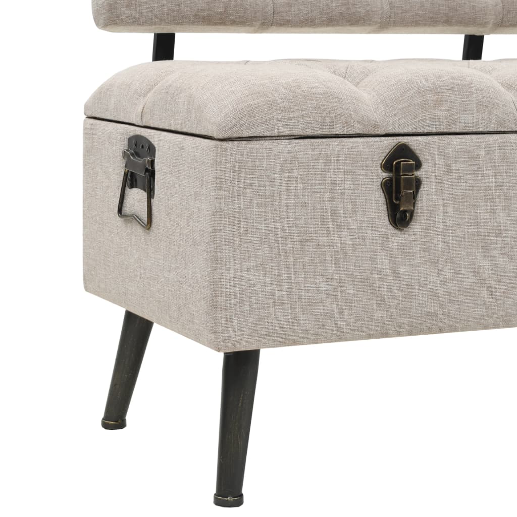 Opbergbank met rugleuning 110 cm stof crèmekleurig is nu te koop bij PeponiXL, paradijselijk wonen!