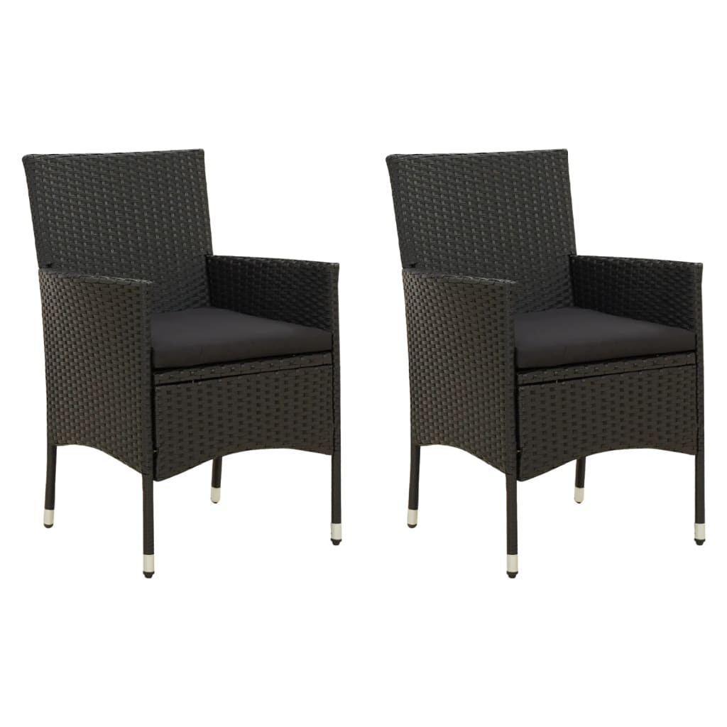 Tuinstoelen 2 st met kussens poly rattan zwart is nu te koop bij PeponiXL, paradijselijk wonen!