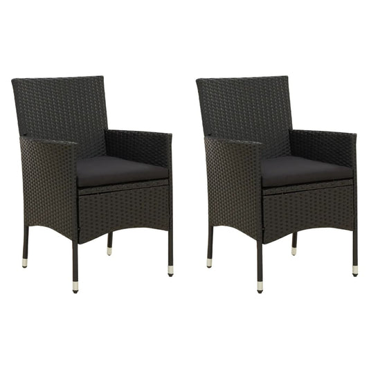 Tuinstoelen 2 st met kussens poly rattan zwart is nu te koop bij PeponiXL, paradijselijk wonen!