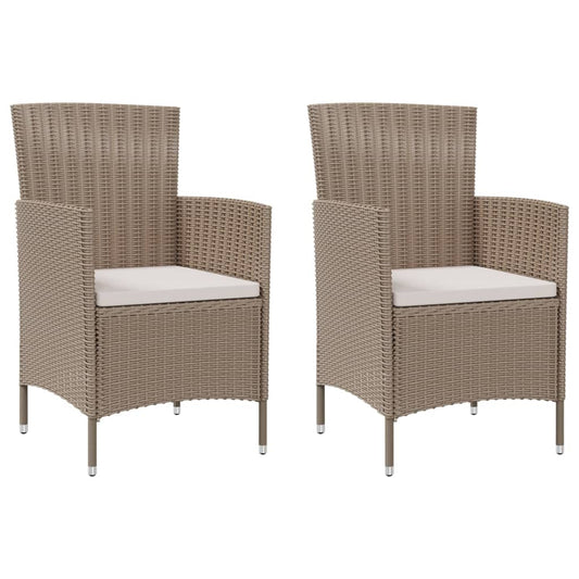 Tuinstoelen 2 st met kussens poly rattan beige is nu te koop bij PeponiXL, paradijselijk wonen!