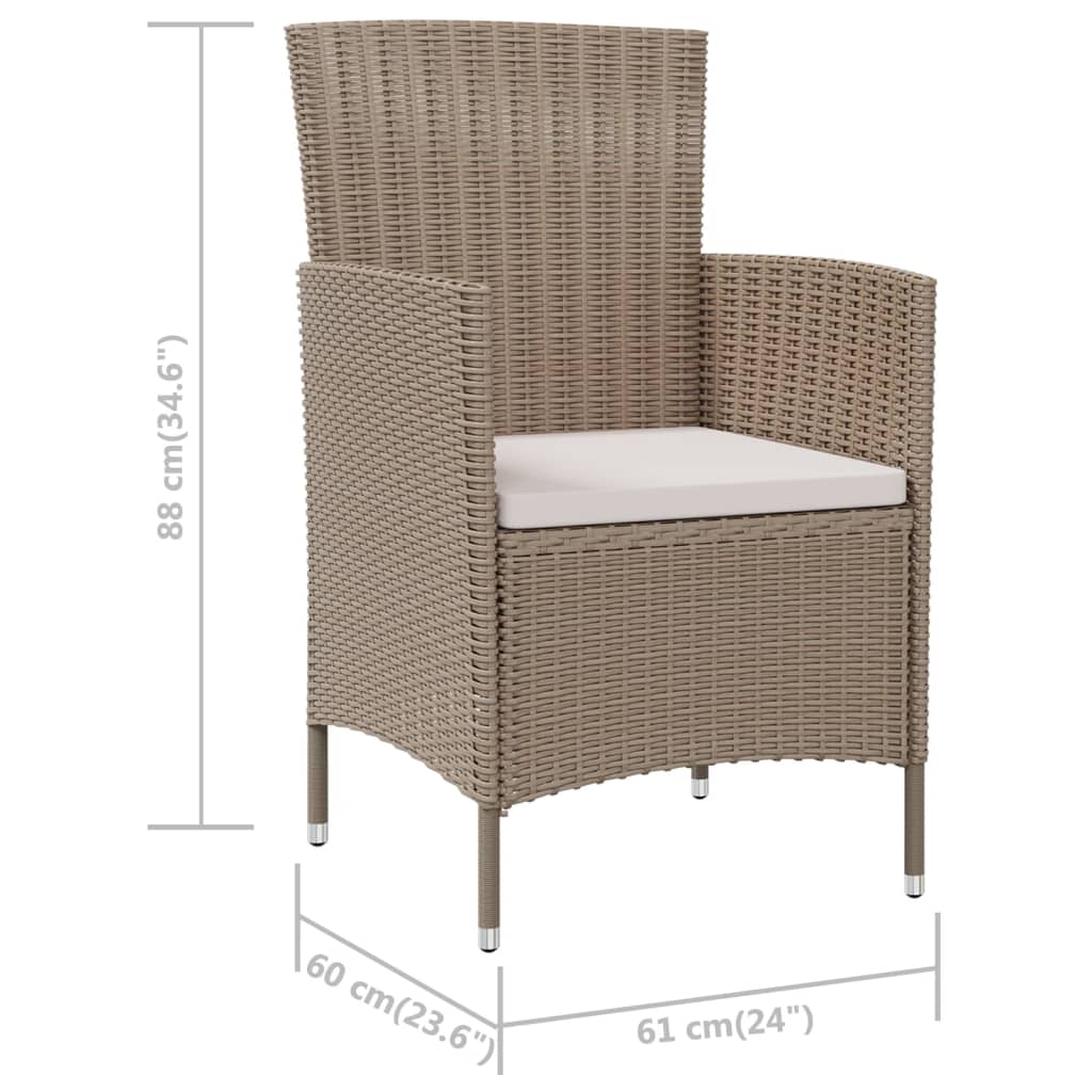 Tuinstoelen 2 st met kussens poly rattan beige is nu te koop bij PeponiXL, paradijselijk wonen!