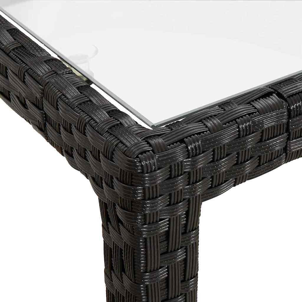 Tuintafel 150x90x75 cm gehard glas en poly rattan zwart is nu te koop bij PeponiXL, paradijselijk wonen!