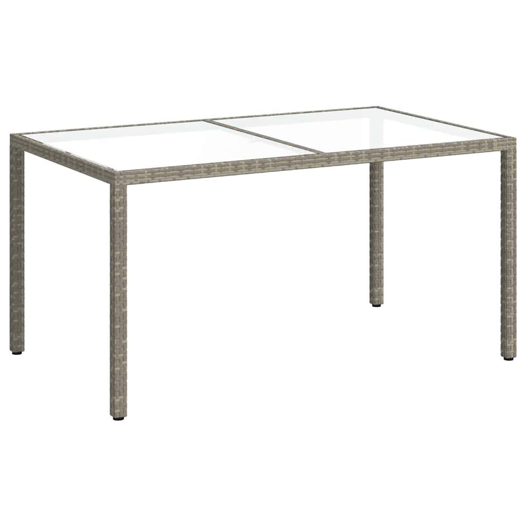 Tuintafel 150x90x75 cm gehard glas en poly rattan grijs is nu te koop bij PeponiXL, paradijselijk wonen!