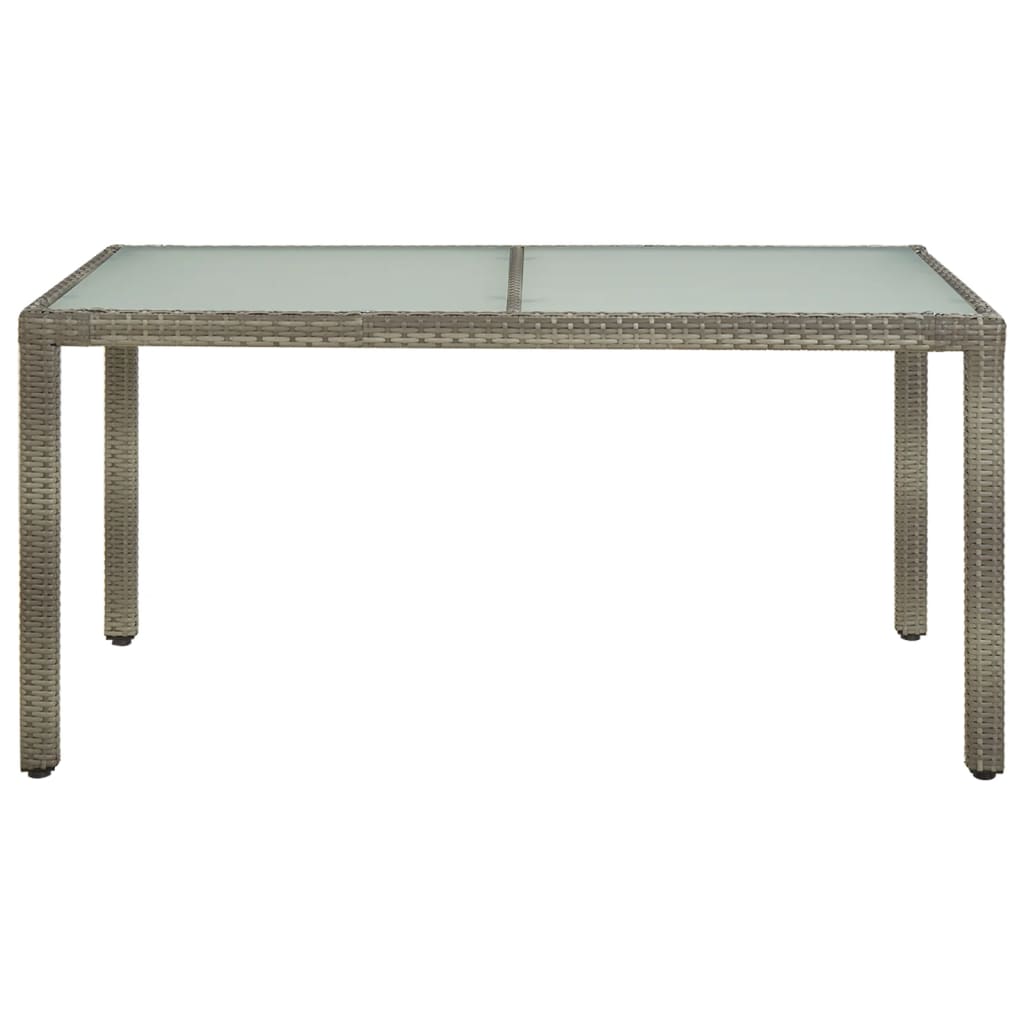 Tuintafel 150x90x75 cm gehard glas en poly rattan grijs is nu te koop bij PeponiXL, paradijselijk wonen!