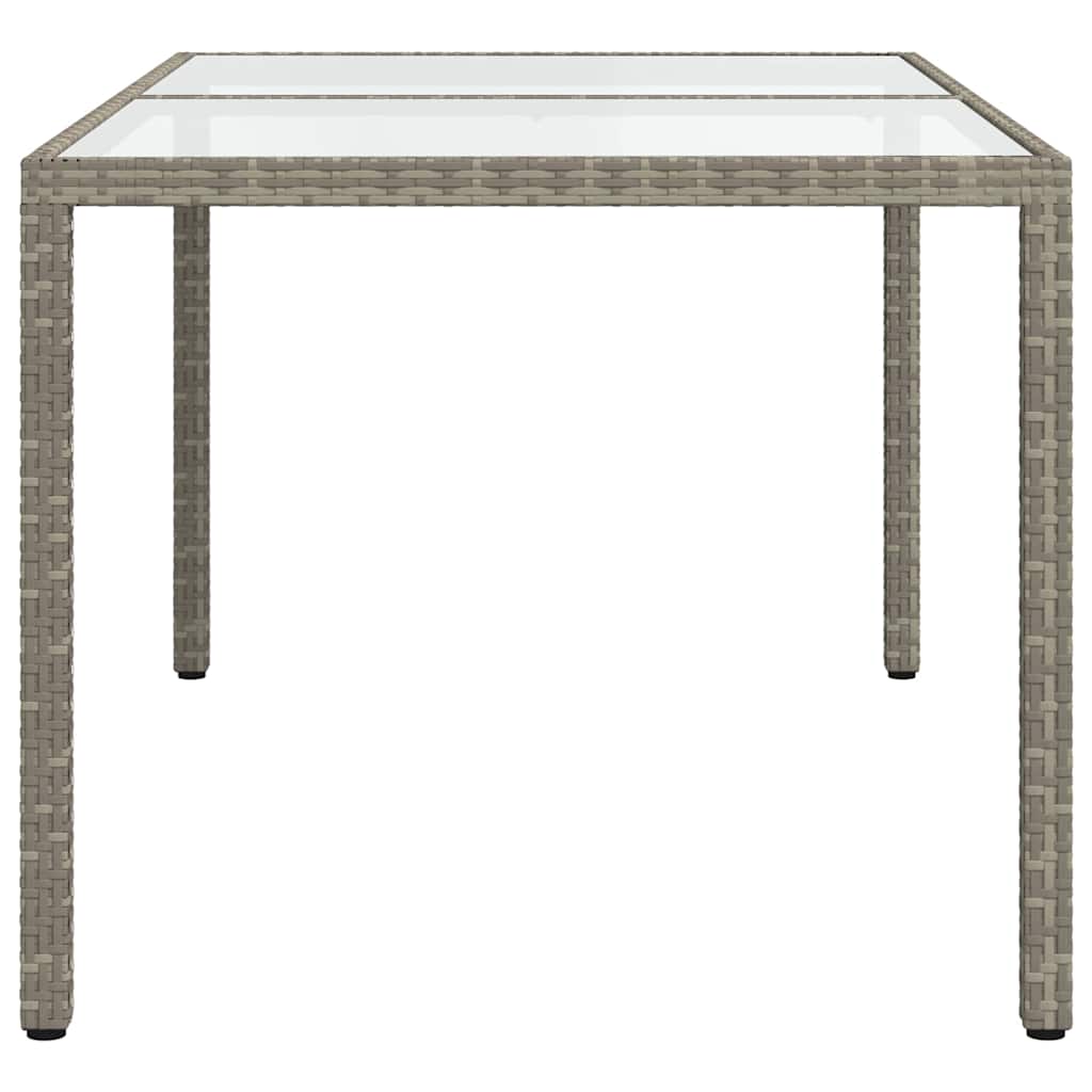 Tuintafel 150x90x75 cm gehard glas en poly rattan grijs is nu te koop bij PeponiXL, paradijselijk wonen!