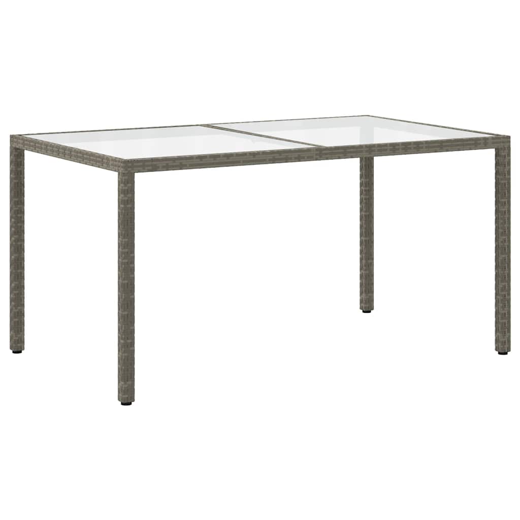 Tuintafel 150x90x75 cm gehard glas en poly rattan grijs is nu te koop bij PeponiXL, paradijselijk wonen!