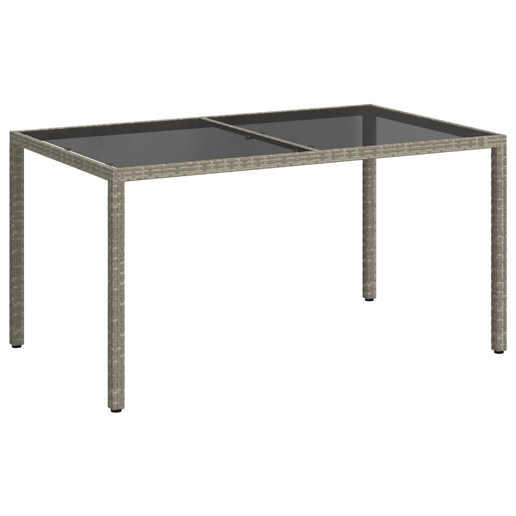 Tuintafel 150x90x75 cm gehard glas en poly rattan grijs is nu te koop bij PeponiXL, paradijselijk wonen!