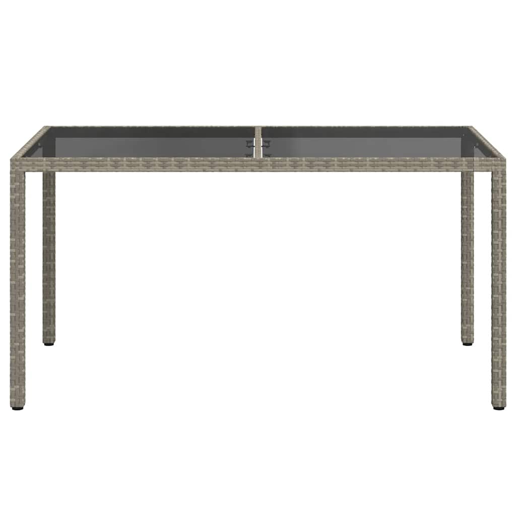 Tuintafel 150x90x75 cm gehard glas en poly rattan grijs is nu te koop bij PeponiXL, paradijselijk wonen!