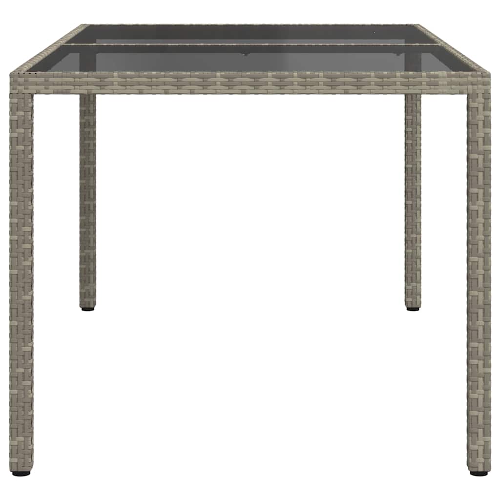 Tuintafel 150x90x75 cm gehard glas en poly rattan grijs is nu te koop bij PeponiXL, paradijselijk wonen!
