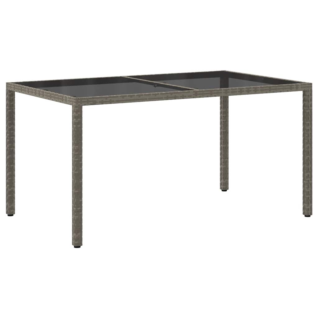 Tuintafel 150x90x75 cm gehard glas en poly rattan grijs is nu te koop bij PeponiXL, paradijselijk wonen!