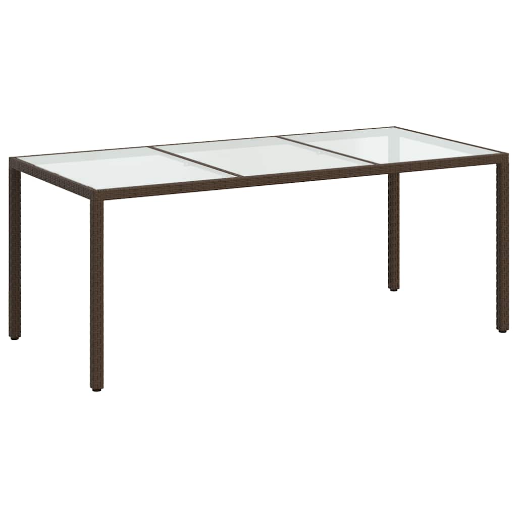 Tuintafel 190x90x75 cm gehard glas en poly rattan bruin is nu te koop bij PeponiXL, paradijselijk wonen!