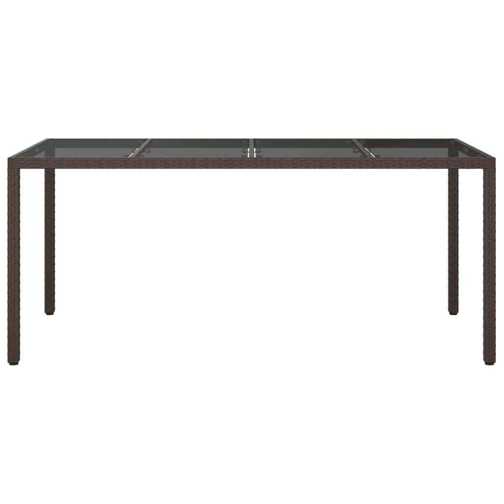 Tuintafel 190x90x75 cm gehard glas en poly rattan bruin is nu te koop bij PeponiXL, paradijselijk wonen!