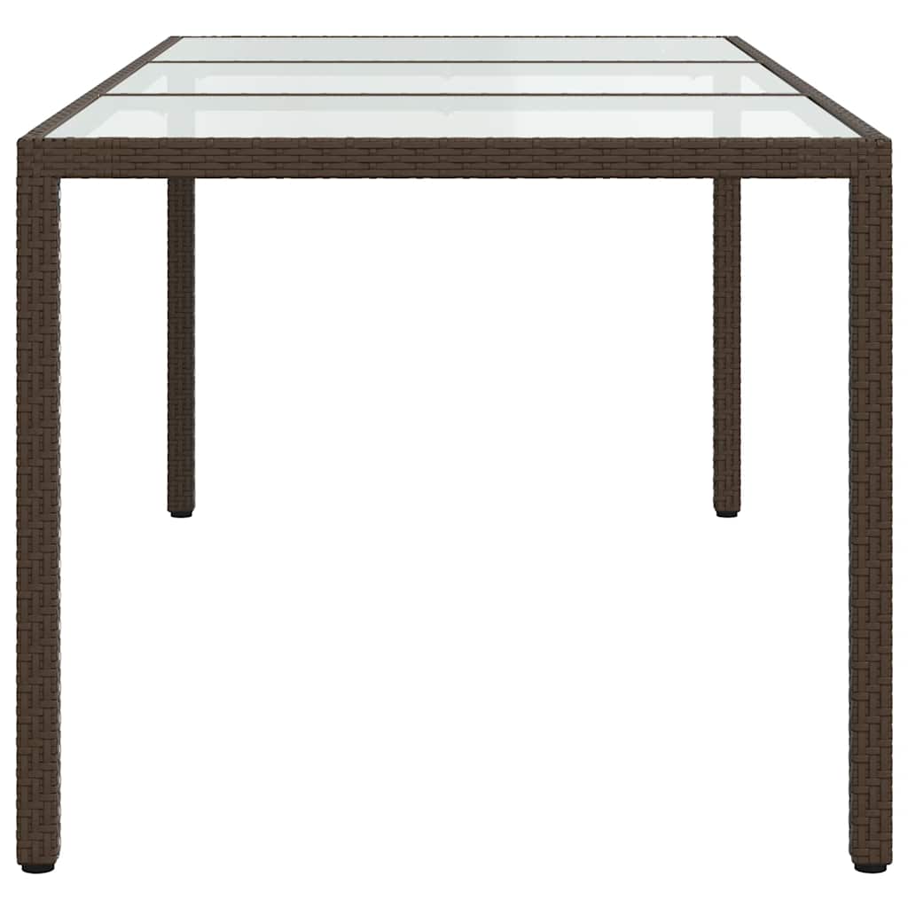 Tuintafel 190x90x75 cm gehard glas en poly rattan bruin is nu te koop bij PeponiXL, paradijselijk wonen!