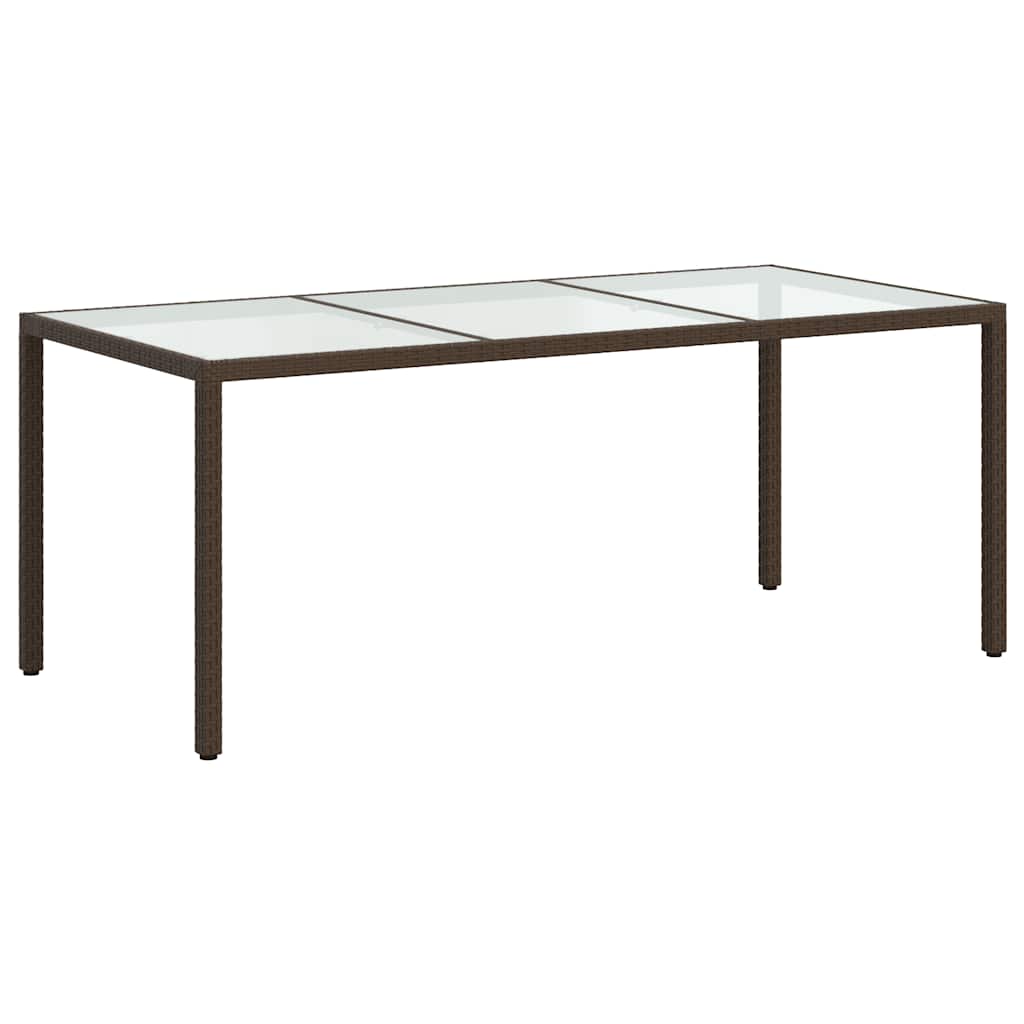 Tuintafel 190x90x75 cm gehard glas en poly rattan bruin is nu te koop bij PeponiXL, paradijselijk wonen!