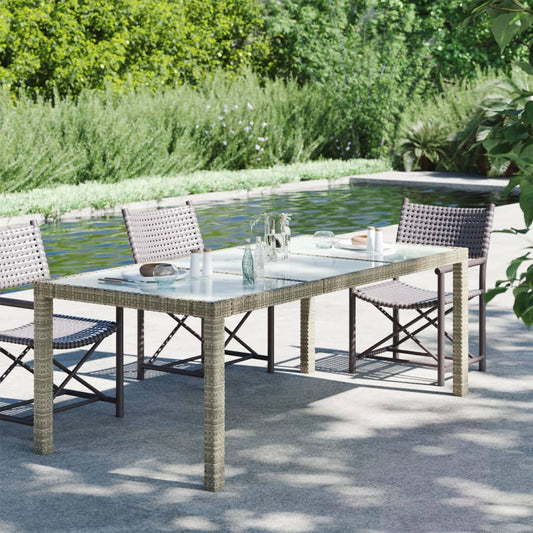 Tuintafel 190x90x75 cm gehard glas en poly rattan grijs is nu te koop bij PeponiXL, paradijselijk wonen!