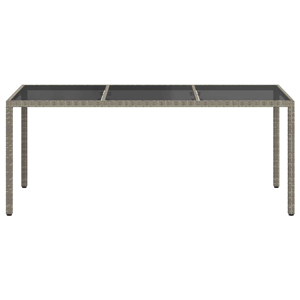 Tuintafel 190x90x75 cm gehard glas en poly rattan grijs is nu te koop bij PeponiXL, paradijselijk wonen!