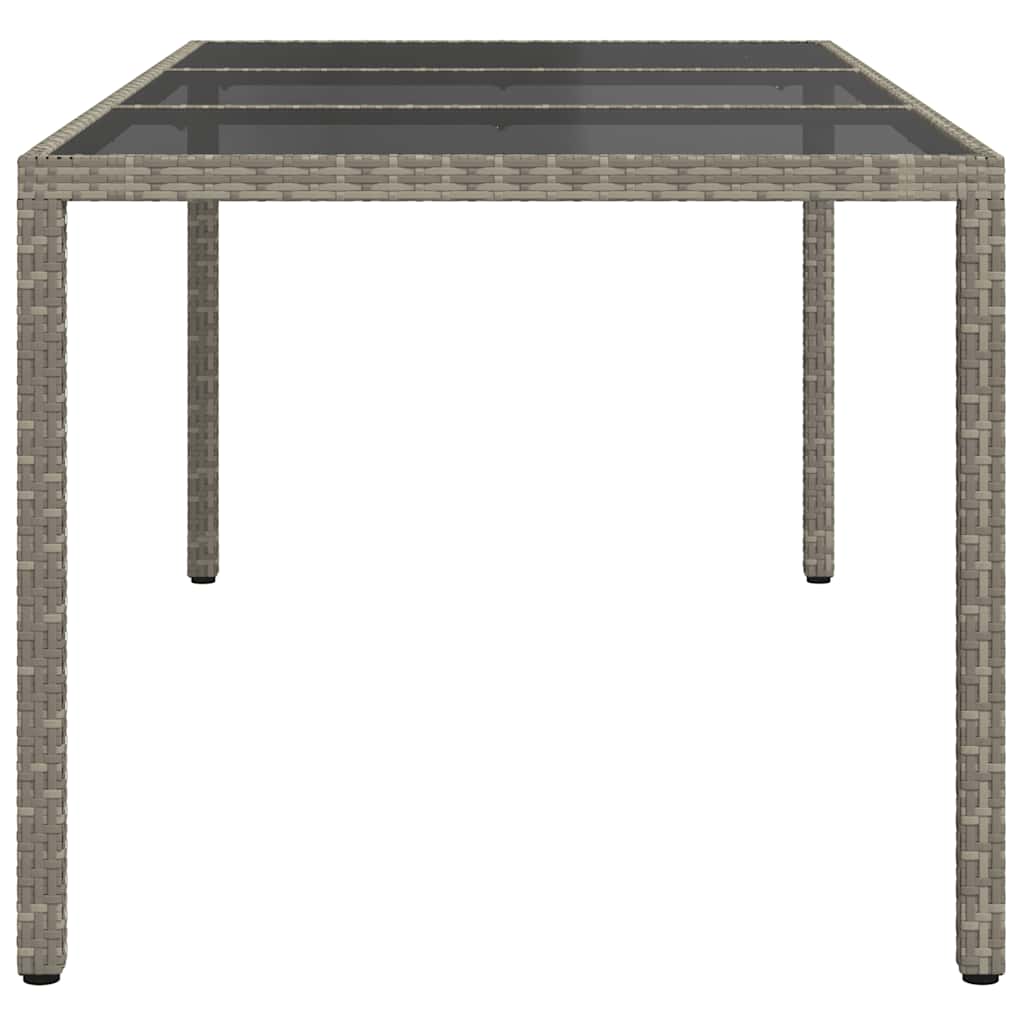 Tuintafel 190x90x75 cm gehard glas en poly rattan grijs is nu te koop bij PeponiXL, paradijselijk wonen!