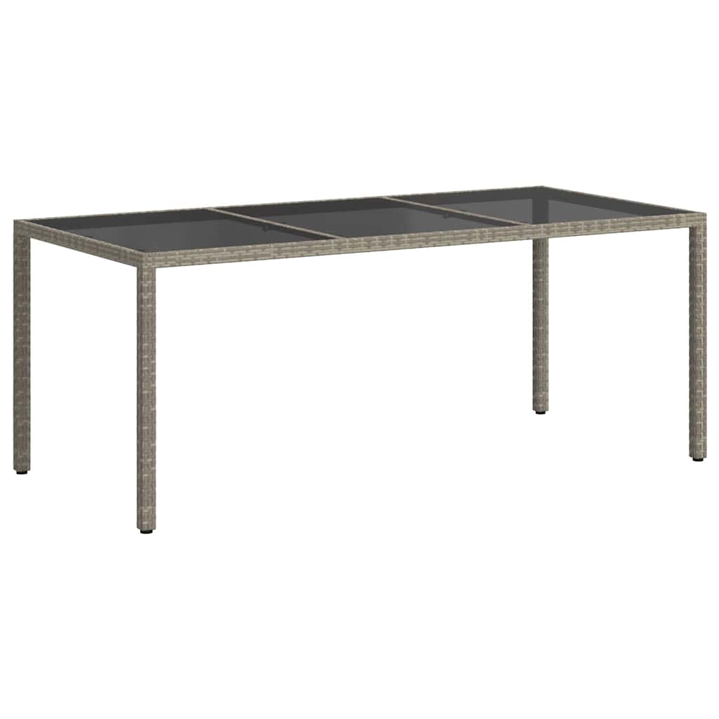 Tuintafel 190x90x75 cm gehard glas en poly rattan grijs is nu te koop bij PeponiXL, paradijselijk wonen!