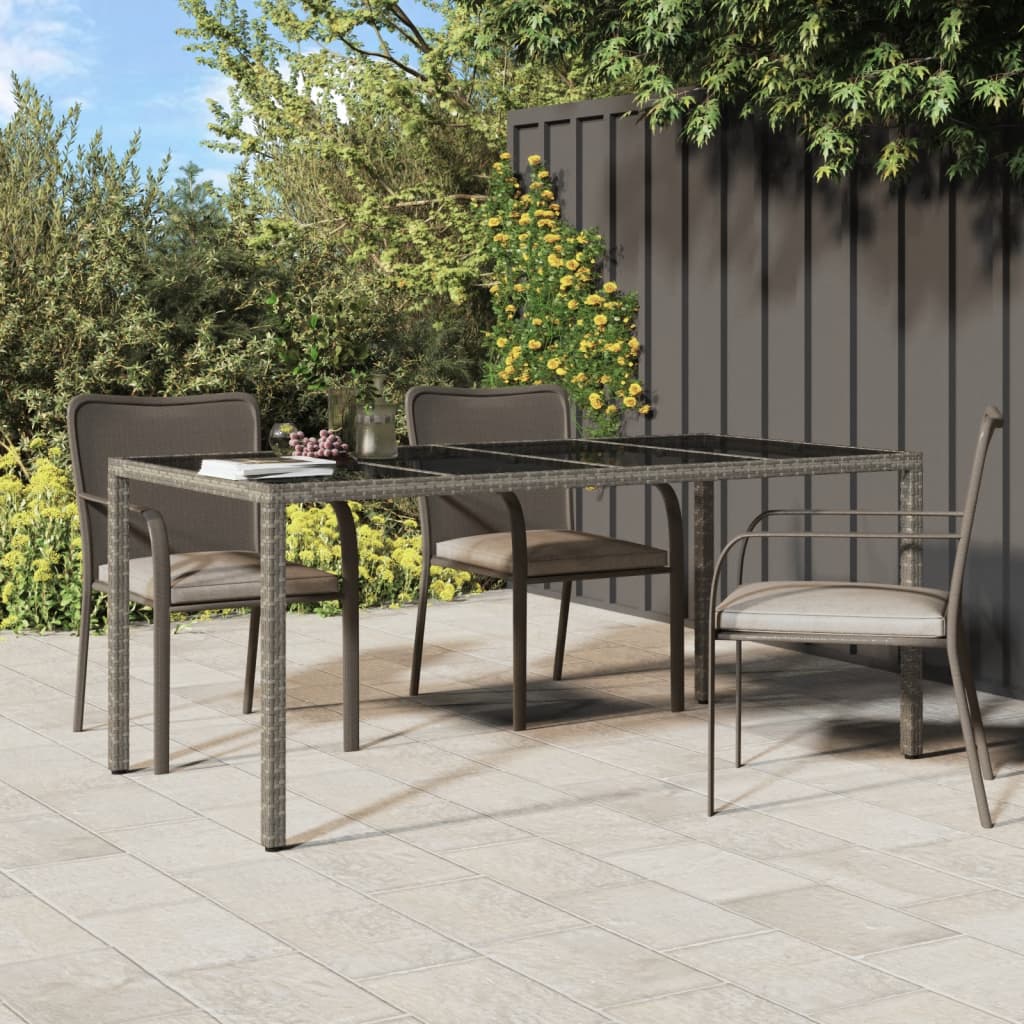 Tuintafel 190x90x75 cm gehard glas en poly rattan grijs is nu te koop bij PeponiXL, paradijselijk wonen!