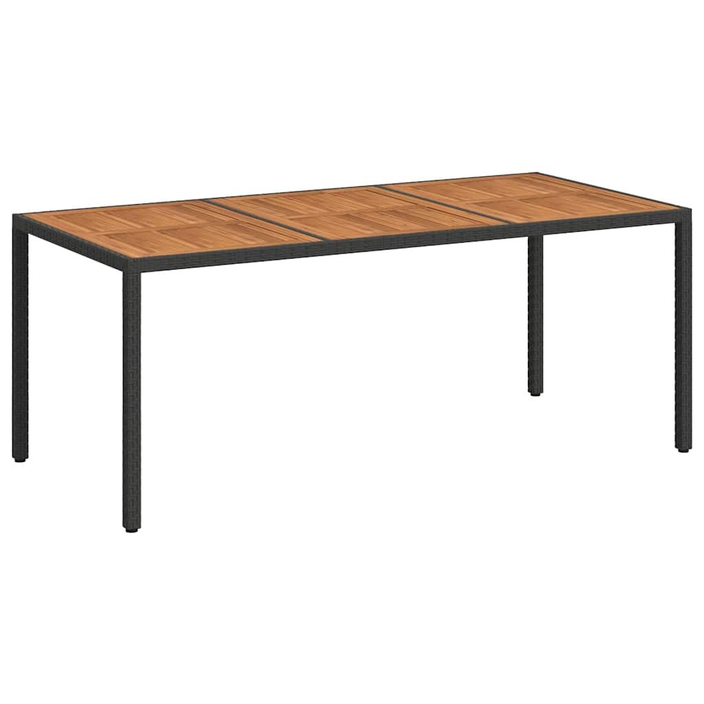 Tuintafel 190x90x75 cm poly rattan en acaciahout zwart is nu te koop bij PeponiXL, paradijselijk wonen!
