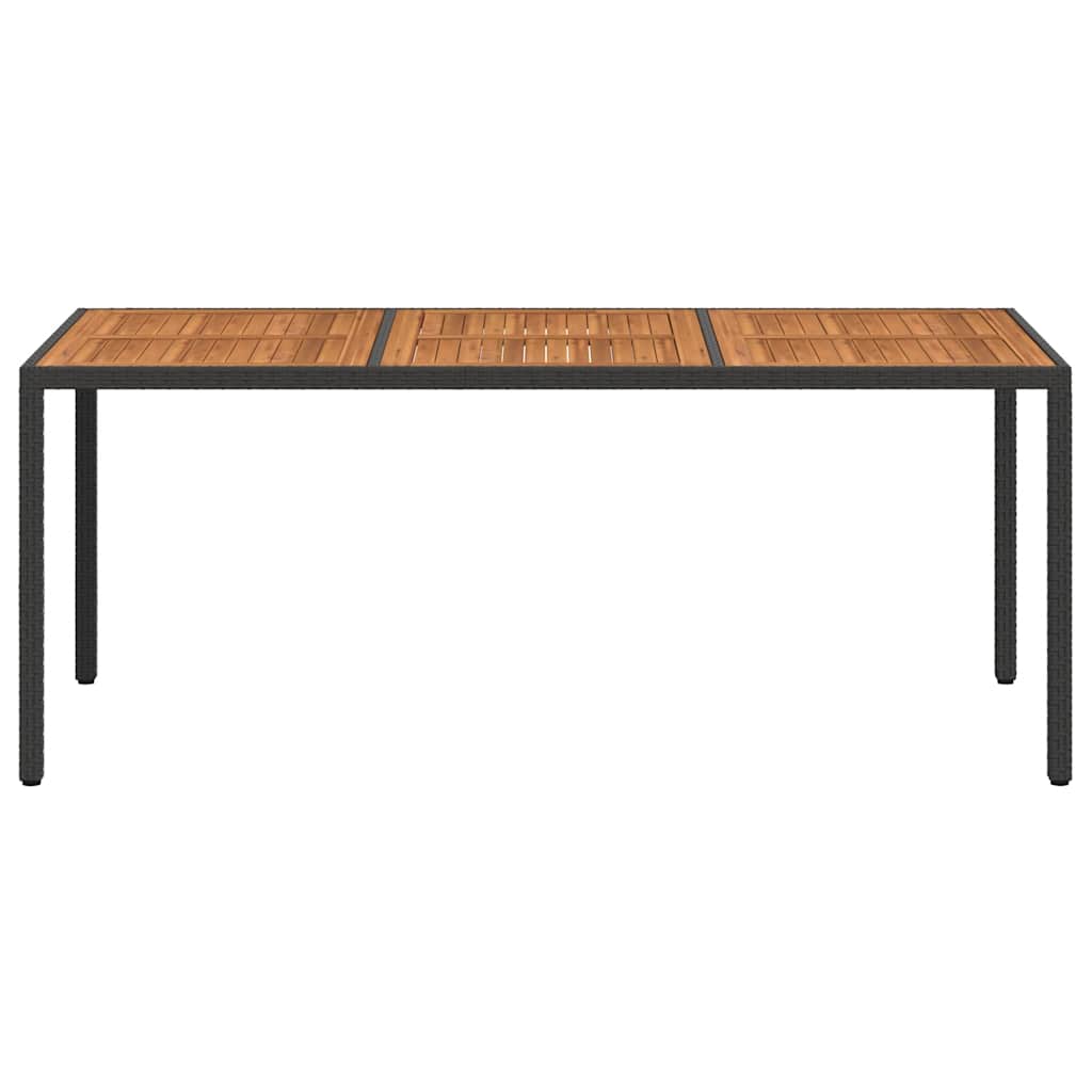 Tuintafel 190x90x75 cm poly rattan en acaciahout zwart is nu te koop bij PeponiXL, paradijselijk wonen!