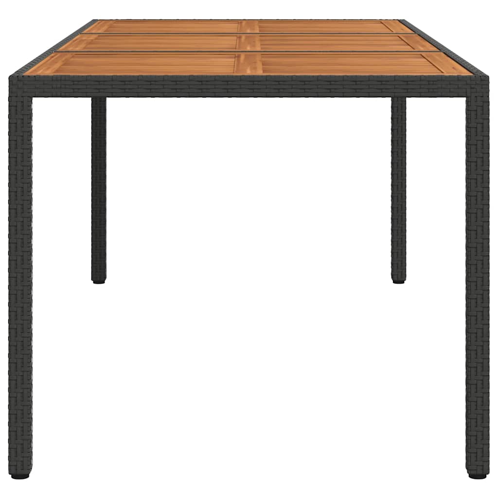 Tuintafel 190x90x75 cm poly rattan en acaciahout zwart is nu te koop bij PeponiXL, paradijselijk wonen!