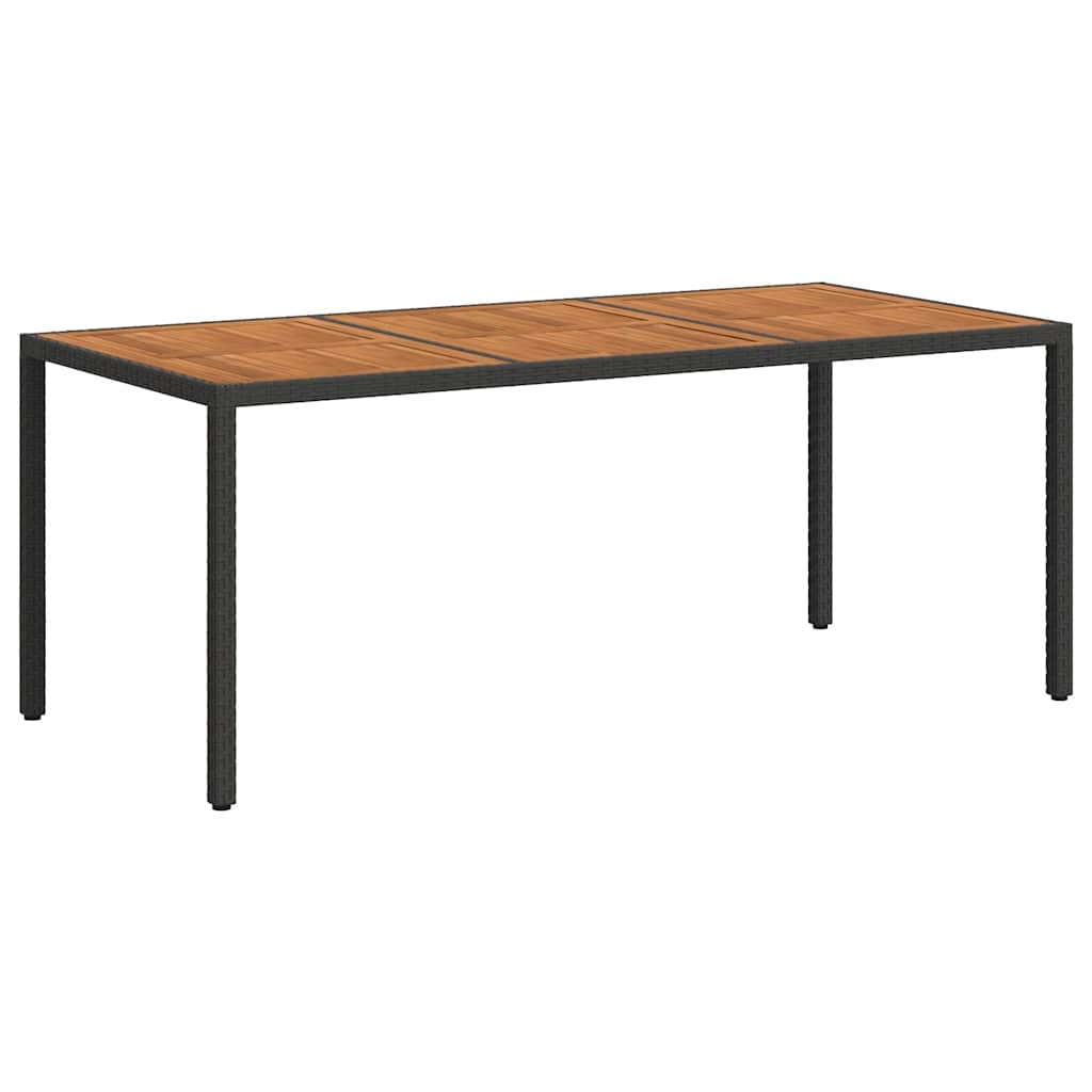 Tuintafel 190x90x75 cm poly rattan en acaciahout zwart is nu te koop bij PeponiXL, paradijselijk wonen!