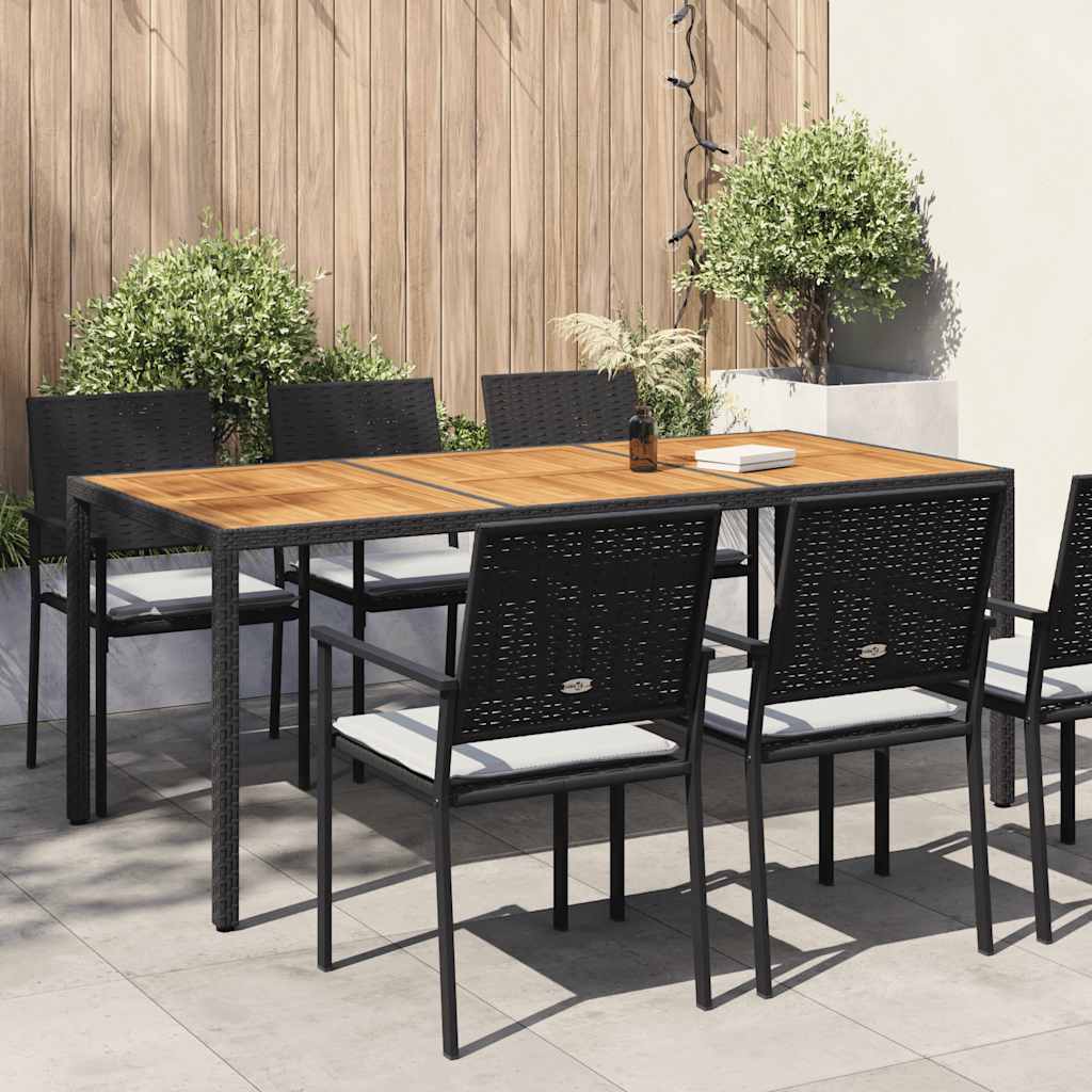 Tuintafel 190x90x75 cm poly rattan en acaciahout zwart is nu te koop bij PeponiXL, paradijselijk wonen!