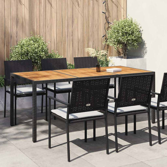 Tuintafel 190x90x75 cm poly rattan en acaciahout zwart is nu te koop bij PeponiXL, paradijselijk wonen!