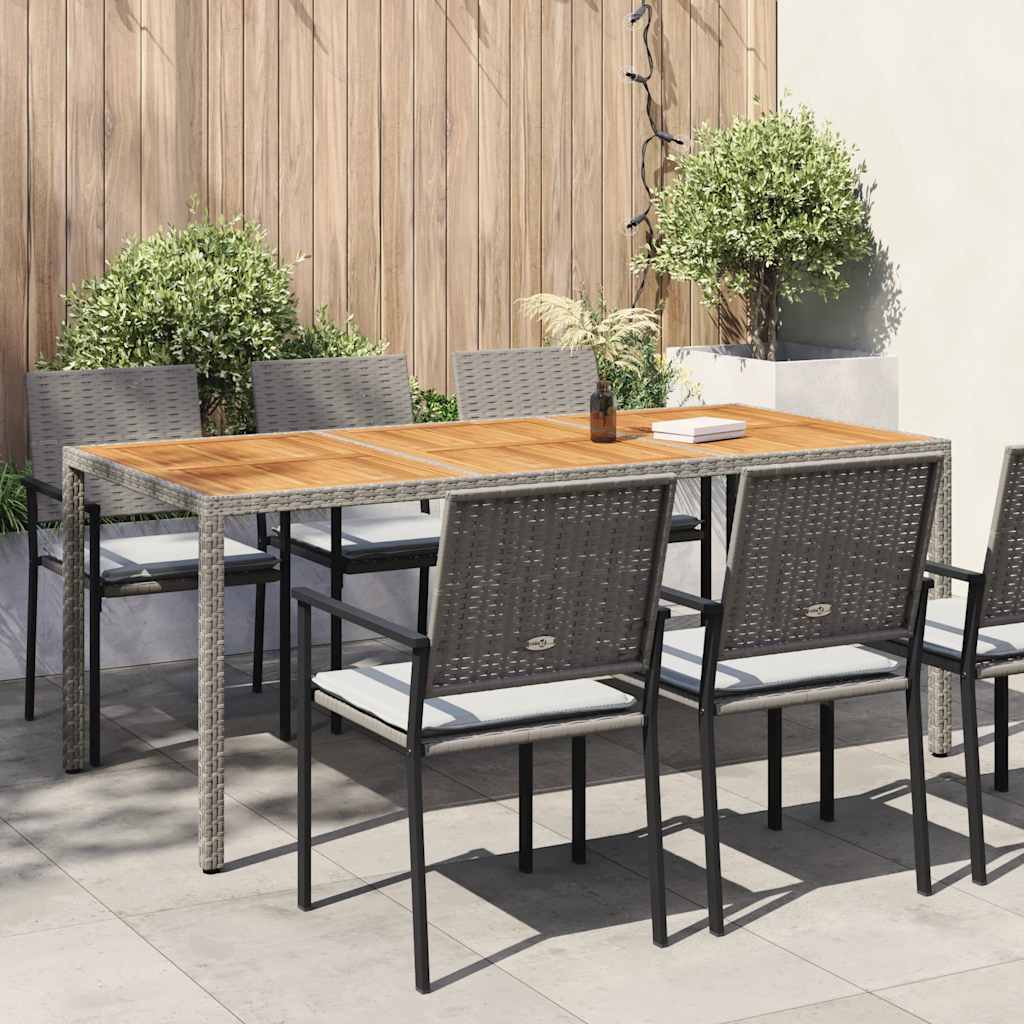 Tuintafel 190x90x75 cm poly rattan en acaciahout grijs is nu te koop bij PeponiXL, paradijselijk wonen!