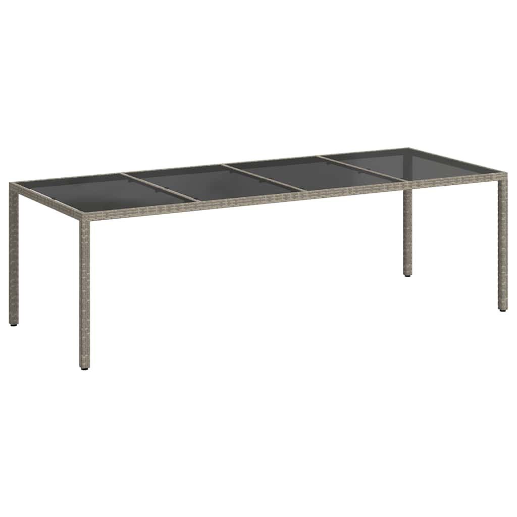 Tuintafel 250x100x75 cm gehard glas en poly rattan grijs is nu te koop bij PeponiXL, paradijselijk wonen!