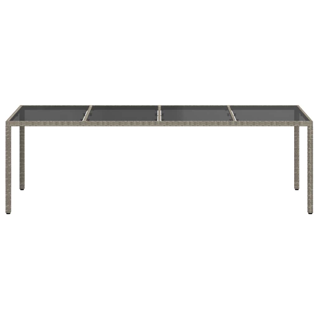 Tuintafel 250x100x75 cm gehard glas en poly rattan grijs is nu te koop bij PeponiXL, paradijselijk wonen!