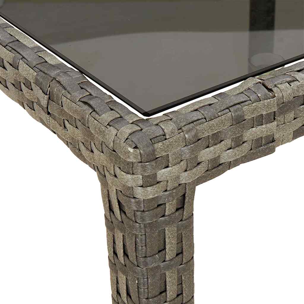 Tuintafel 250x100x75 cm gehard glas en poly rattan grijs is nu te koop bij PeponiXL, paradijselijk wonen!