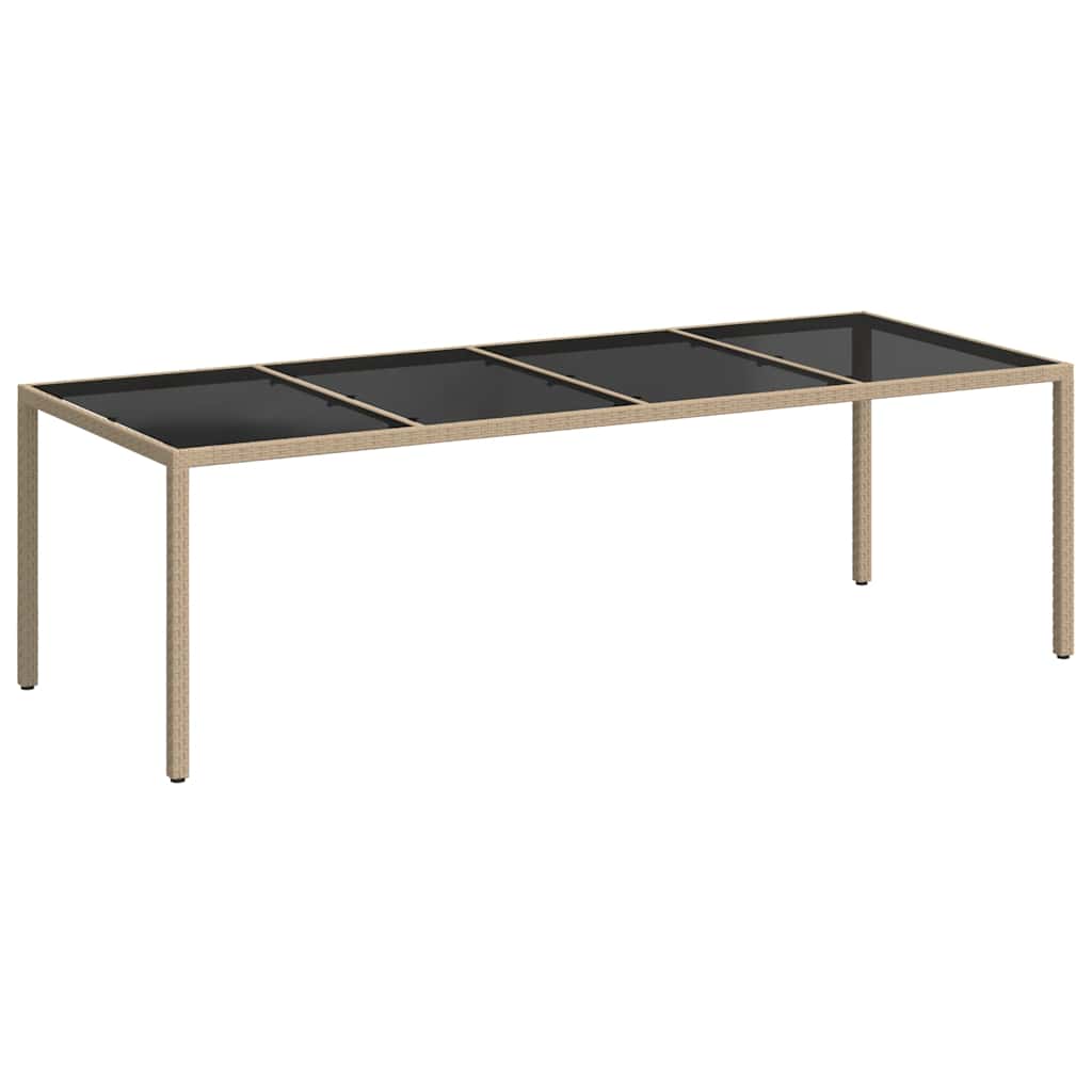 Tuintafel 250x100x75 cm gehard glas en poly rattan beige is nu te koop bij PeponiXL, paradijselijk wonen!