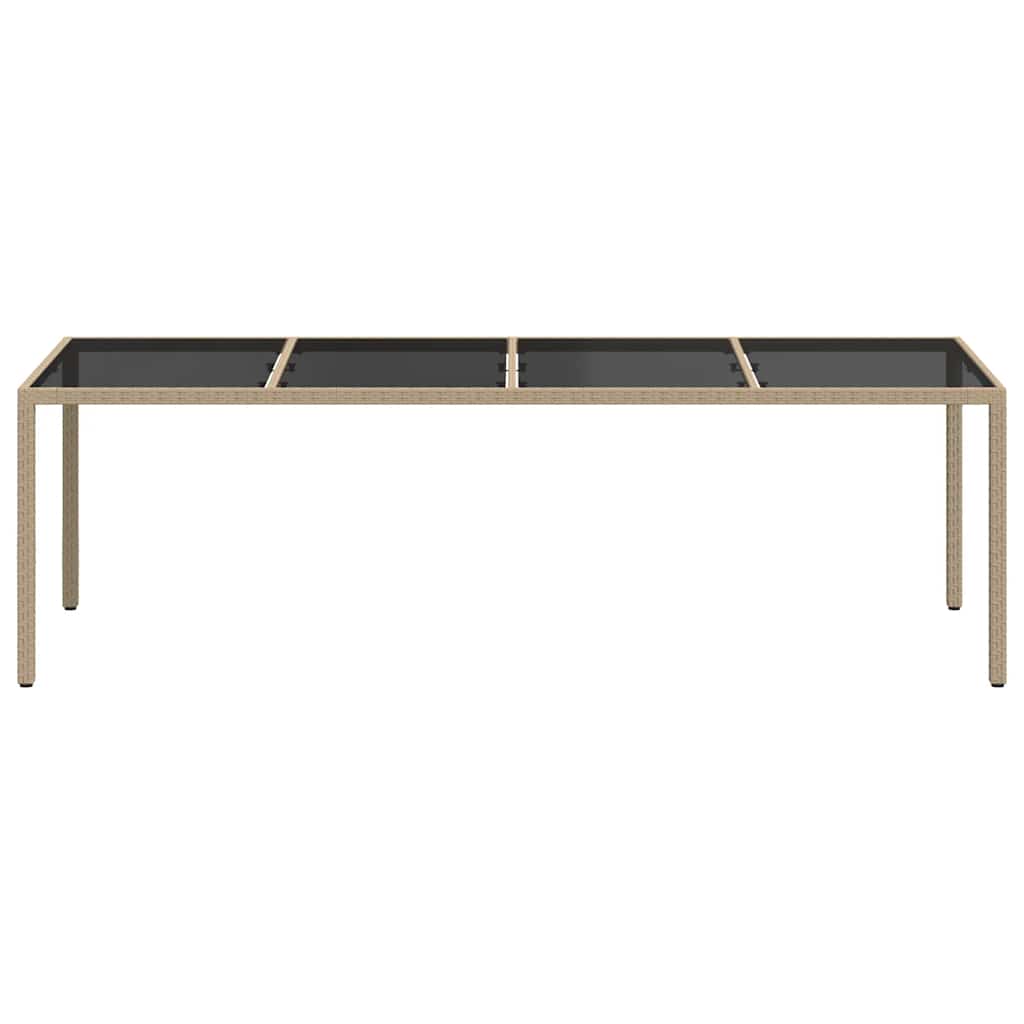 Tuintafel 250x100x75 cm gehard glas en poly rattan beige is nu te koop bij PeponiXL, paradijselijk wonen!