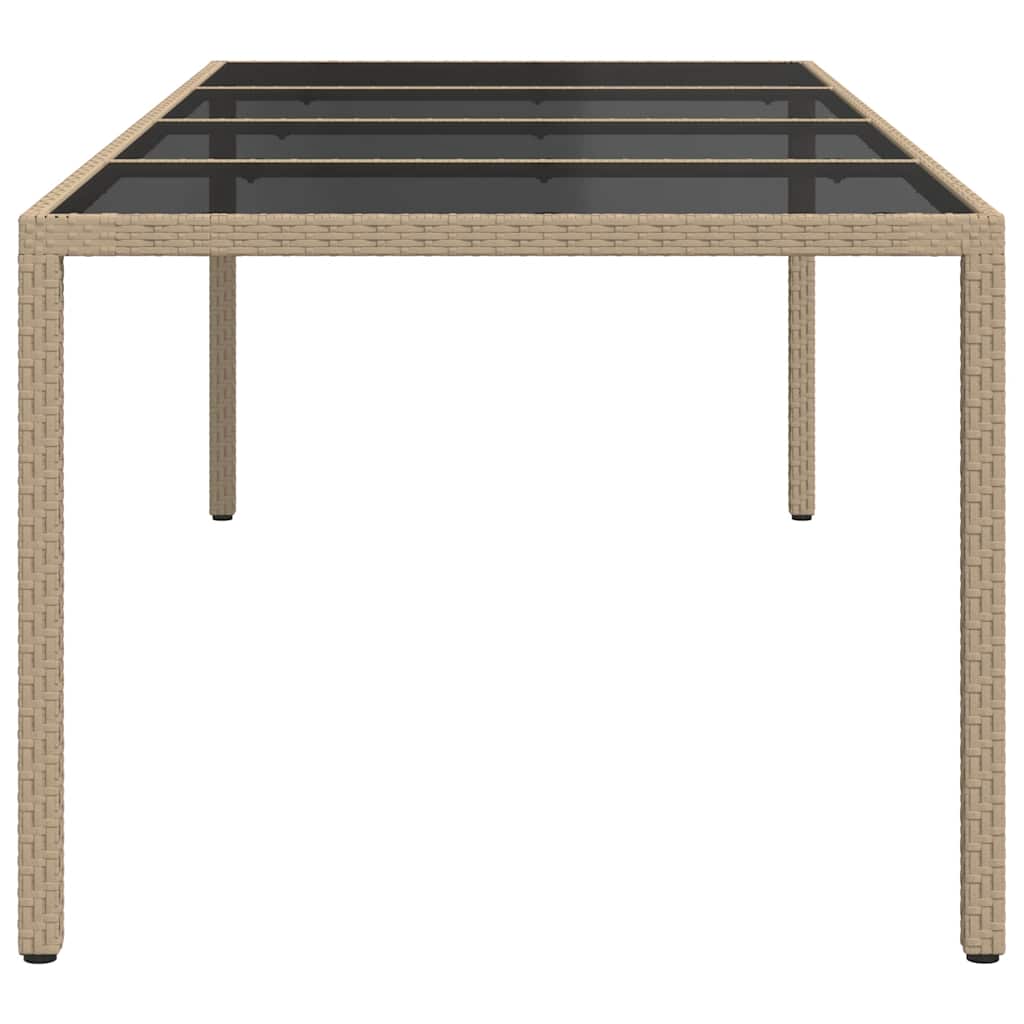 Tuintafel 250x100x75 cm gehard glas en poly rattan beige is nu te koop bij PeponiXL, paradijselijk wonen!
