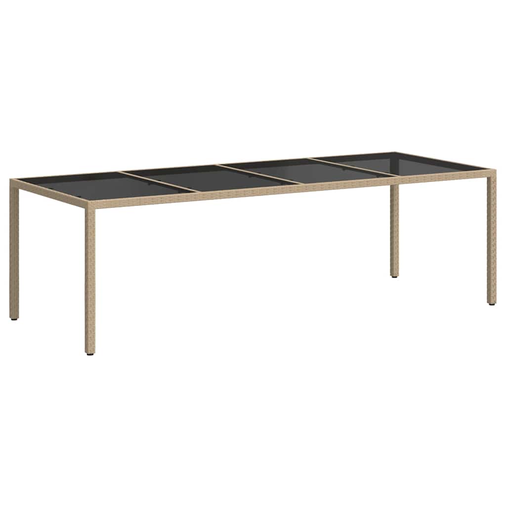 Tuintafel 250x100x75 cm gehard glas en poly rattan beige is nu te koop bij PeponiXL, paradijselijk wonen!