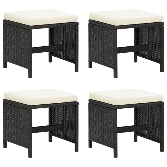Tuinkrukken 4 st met kussens poly rattan zwart is nu te koop bij PeponiXL, paradijselijk wonen!