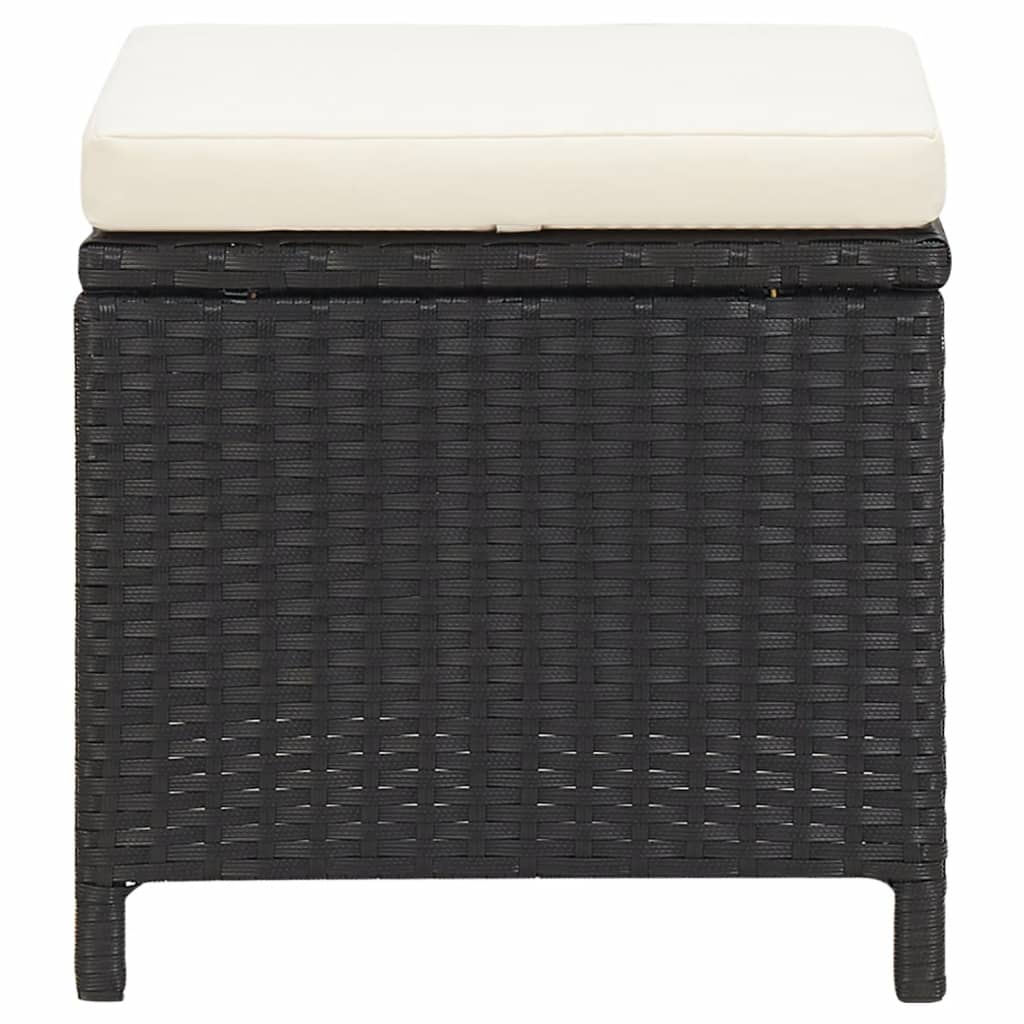 Tuinkrukken 4 st met kussens poly rattan zwart is nu te koop bij PeponiXL, paradijselijk wonen!