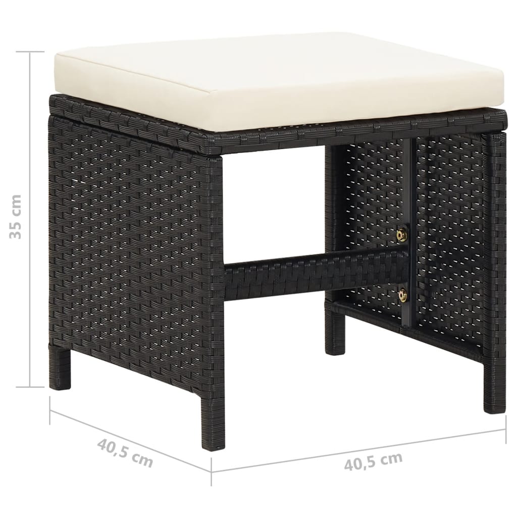 Tuinkrukken 4 st met kussens poly rattan zwart is nu te koop bij PeponiXL, paradijselijk wonen!