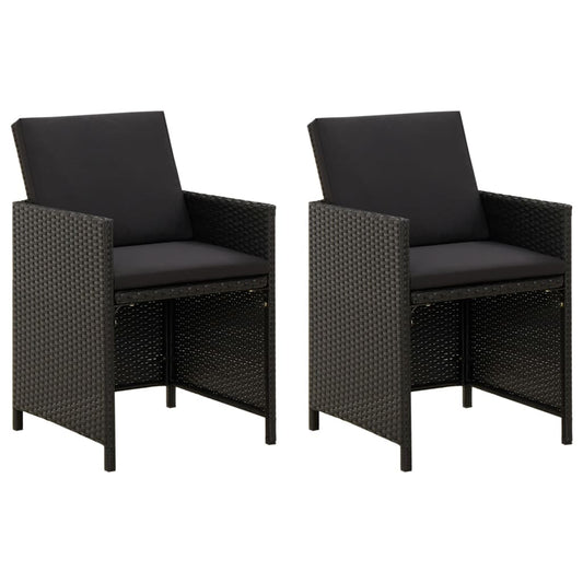 Tuinstoelen 2 st met kussens poly rattan zwart is nu te koop bij PeponiXL, paradijselijk wonen!