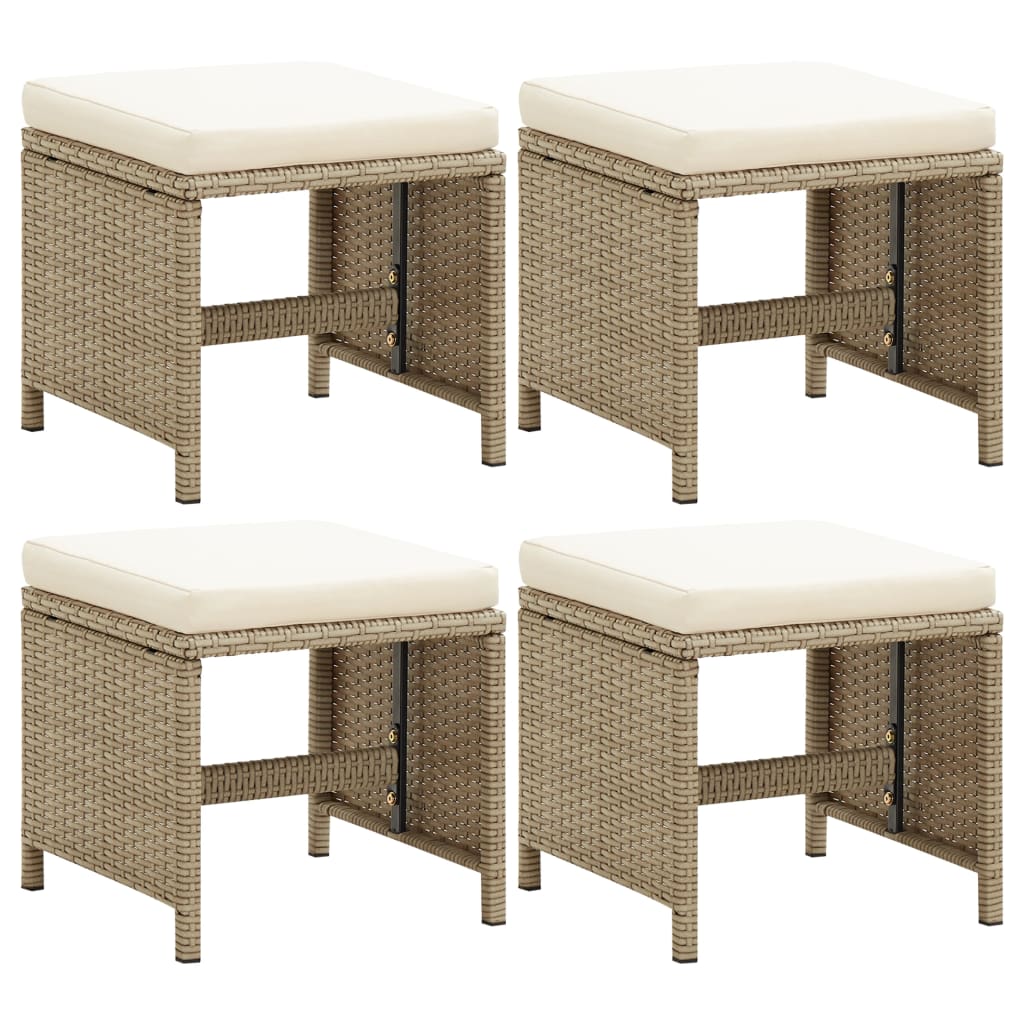 Tuinkrukken 4 st met kussens poly rattan beige is nu te koop bij PeponiXL, paradijselijk wonen!