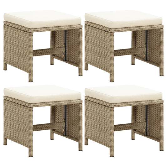 Tuinkrukken 4 st met kussens poly rattan beige is nu te koop bij PeponiXL, paradijselijk wonen!