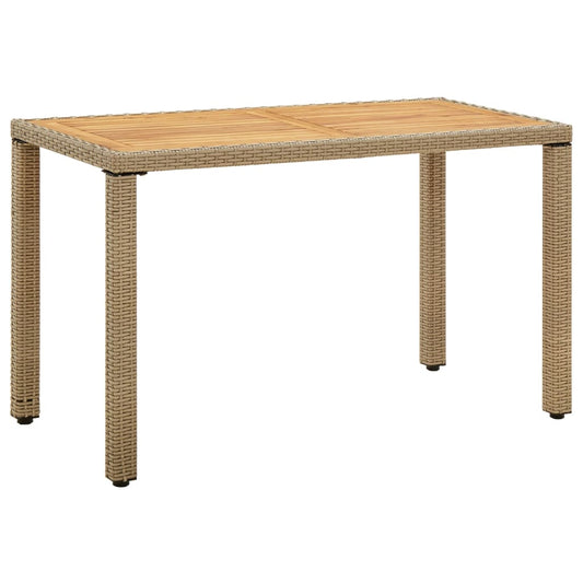 Tuintafel 123x60x74 cm poly rattan en massief acaciahout beige is nu te koop bij PeponiXL, paradijselijk wonen!