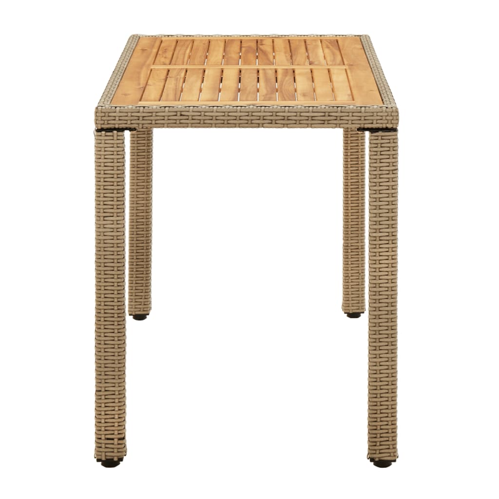 Tuintafel 123x60x74 cm poly rattan en massief acaciahout beige is nu te koop bij PeponiXL, paradijselijk wonen!