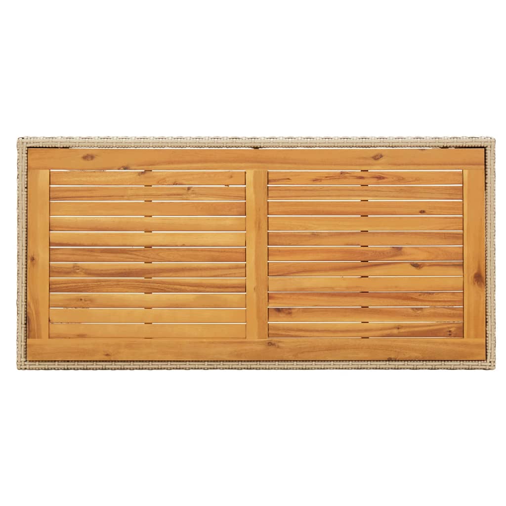Tuintafel 123x60x74 cm poly rattan en massief acaciahout beige is nu te koop bij PeponiXL, paradijselijk wonen!