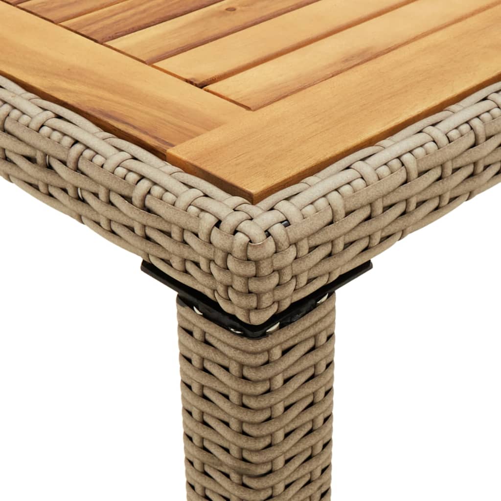 Tuintafel 123x60x74 cm poly rattan en massief acaciahout beige is nu te koop bij PeponiXL, paradijselijk wonen!