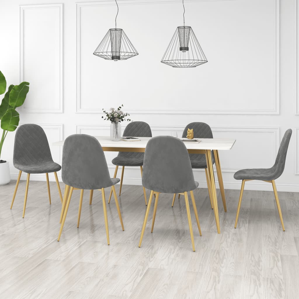 Eetkamerstoelen 6 st fluweel lichtgrijs is nu te koop bij PeponiXL, paradijselijk wonen!