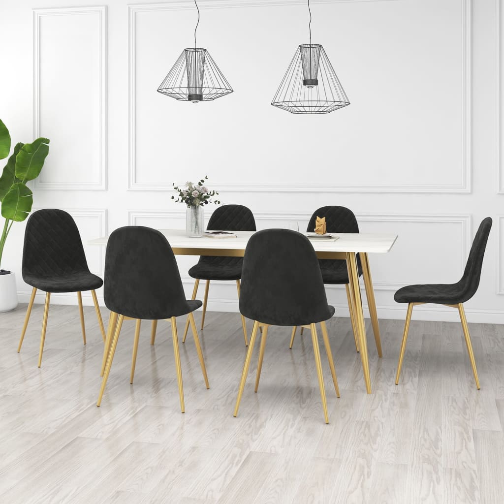 Eetkamerstoelen 6 st fluweel zwart is nu te koop bij PeponiXL, paradijselijk wonen!